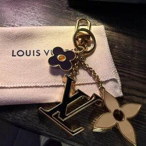 Louis Vuitton Gold,Purple and Cream Charm Key Holder